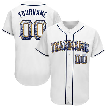 Custom White Navy-Old Gold Authentic Drift Fashion Baseball Jersey