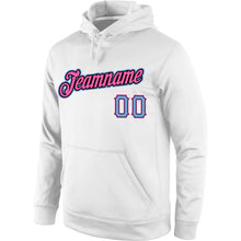 Laden Sie das Bild in den Galerie-Viewer, Custom Stitched White Light Blue-Pink Sports Pullover Sweatshirt Hoodie
