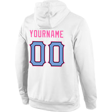 Laden Sie das Bild in den Galerie-Viewer, Custom Stitched White Light Blue-Pink Sports Pullover Sweatshirt Hoodie
