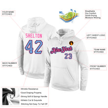 Laden Sie das Bild in den Galerie-Viewer, Custom Stitched White Light Blue-Pink Sports Pullover Sweatshirt Hoodie
