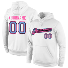 Laden Sie das Bild in den Galerie-Viewer, Custom Stitched White Light Blue-Pink Sports Pullover Sweatshirt Hoodie
