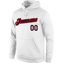 Load image into Gallery viewer, Custom Stitched White Navy-Old Gold Sports Pullover Sweatshirt Hoodie
