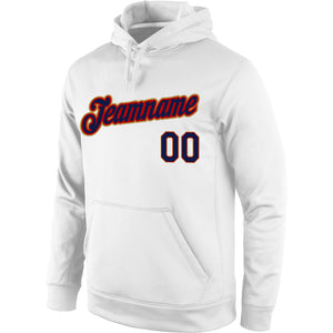 Custom Stitched White Navy-Old Gold Sports Pullover Sweatshirt Hoodie