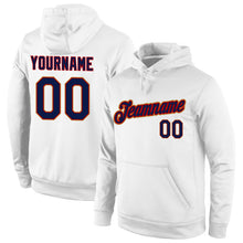 Load image into Gallery viewer, Custom Stitched White Navy-Old Gold Sports Pullover Sweatshirt Hoodie
