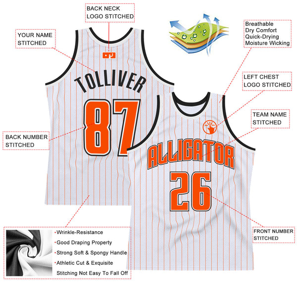 Cheap Custom White Orange Pinstripe Orange-Black Authentic Basketball Jersey  Free Shipping – CustomJerseysPro