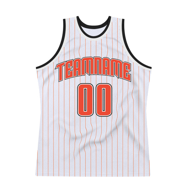 Cheap Custom Red White Pinstripe Black-White Authentic Basketball Jersey Free Shipping – CustomJerseysPro