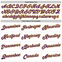 Load image into Gallery viewer, Custom White Purple Pinstripe Purple-Gold Authentic Basketball Jersey
