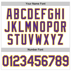 Custom White Purple Pinstripe Purple-Gold Authentic Basketball Jersey