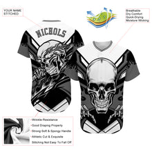 Laden Sie das Bild in den Galerie-Viewer, Custom White Gray-Black 3D Skull Authentic Baseball Jersey
