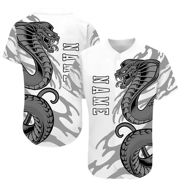 Custom White White-Black 3D Snake Authentic Baseball Jersey