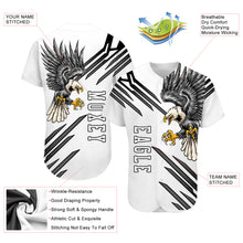 Laden Sie das Bild in den Galerie-Viewer, Custom White White-Black 3D Eagle Authentic Baseball Jersey
