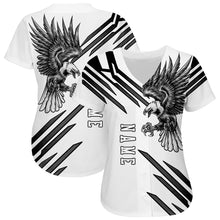 Laden Sie das Bild in den Galerie-Viewer, Custom White White-Black 3D Eagle Authentic Baseball Jersey
