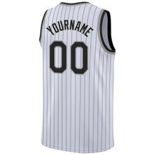 Загрузить изображение в средство просмотра галереи, Custom White Black Pinstripe Black-Gray Authentic Basketball Jersey
