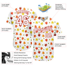 Load image into Gallery viewer, Custom White White-Red 3D Pattern Design Autumn Leaves Authentic Baseball Jersey
