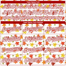 Load image into Gallery viewer, Custom White White-Red 3D Pattern Design Autumn Leaves Authentic Baseball Jersey
