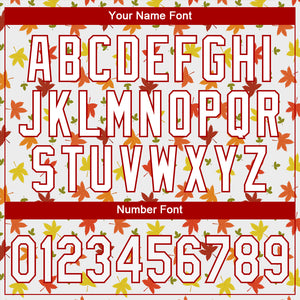 Custom White White-Red 3D Pattern Design Autumn Leaves Authentic Baseball Jersey