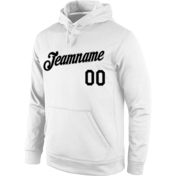 Custom Stitched White Black-Gray Sports Pullover Sweatshirt Hoodie