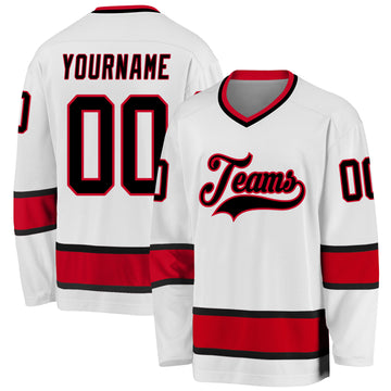 Custom White Black-Red Hockey Jersey