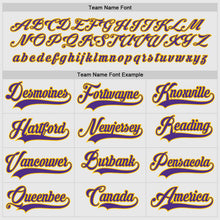 Load image into Gallery viewer, Custom White Purple-Gold Hockey Jersey
