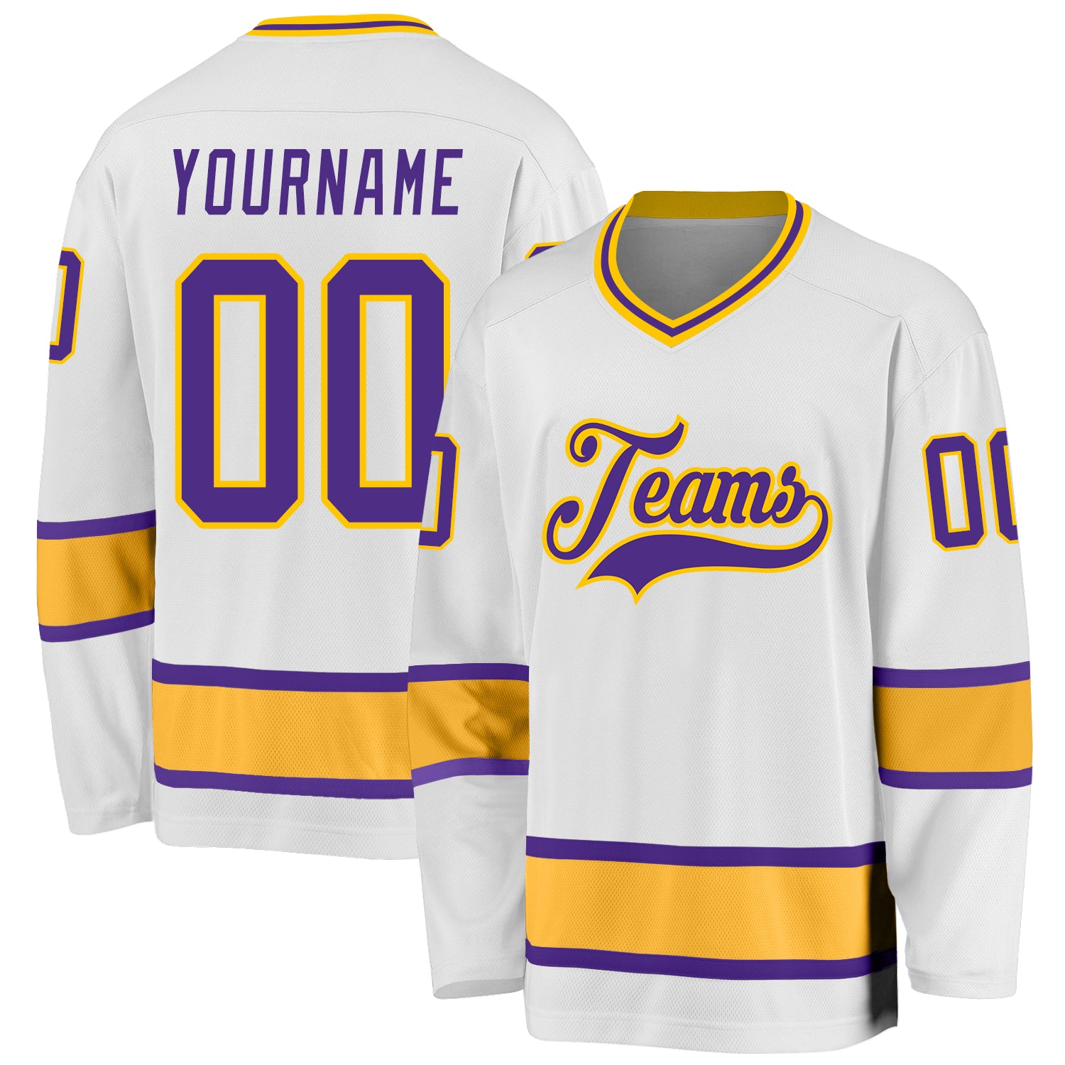 Cheap Custom Gold Purple-White Hockey Jersey Free Shipping