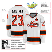 Laden Sie das Bild in den Galerie-Viewer, Custom White Orange-Black Hockey Jersey
