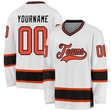 Laden Sie das Bild in den Galerie-Viewer, Custom White Orange-Black Hockey Jersey
