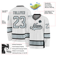 Laden Sie das Bild in den Galerie-Viewer, Custom White Silver-Black Hockey Jersey
