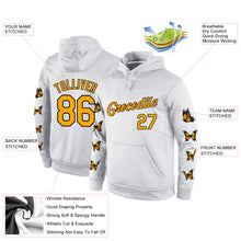 Load image into Gallery viewer, Custom Stitched White Gold-Black 3D Pattern Design Butterfly Sports Pullover Sweatshirt Hoodie
