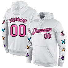 Laden Sie das Bild in den Galerie-Viewer, Custom Stitched White Pink-Black 3D Pattern Design Pastel Butterfly Sports Pullover Sweatshirt Hoodie
