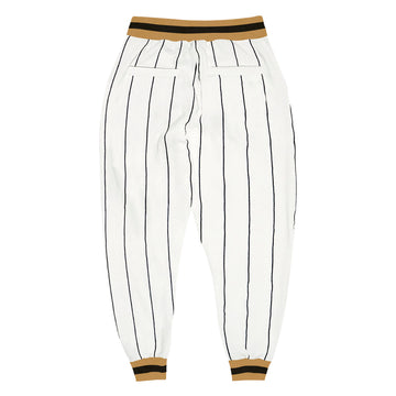 Custom White Black Pinstripe Old Gold-Black Sports Pants