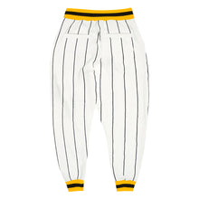 Laden Sie das Bild in den Galerie-Viewer, Custom White Black Pinstripe Gold-Black Sports Pants
