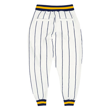 Custom White Navy Pinstripe Navy-Gold Sports Pants