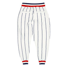 Laden Sie das Bild in den Galerie-Viewer, Custom White Navy Pinstripe Navy-Red Sports Pants
