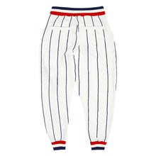 Load image into Gallery viewer, Custom White Navy Pinstripe Navy-Red Sports Pants
