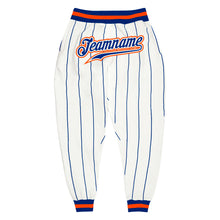 Load image into Gallery viewer, Custom White Royal Pinstripe Royal-Orange Sports Pants
