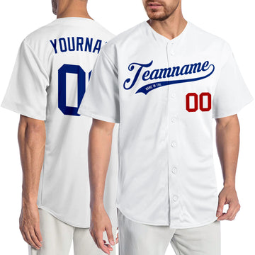 Custom White Royal-Red Authentic Baseball Jersey