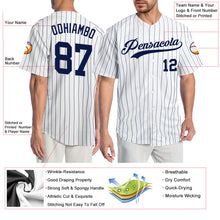Laden Sie das Bild in den Galerie-Viewer, Custom White Navy Pinstripe Navy Authentic Baseball Jersey
