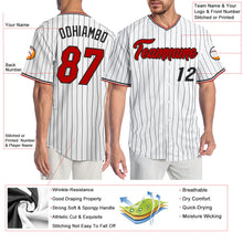 Load image into Gallery viewer, Custom White Black Pinstripe Red-Black Authentic Baseball Jersey
