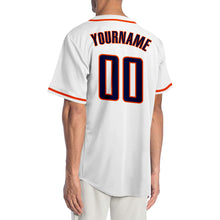Laden Sie das Bild in den Galerie-Viewer, Custom White Navy-Orange Authentic Baseball Jersey
