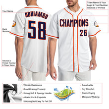 Laden Sie das Bild in den Galerie-Viewer, Custom White Navy-Orange Authentic Baseball Jersey
