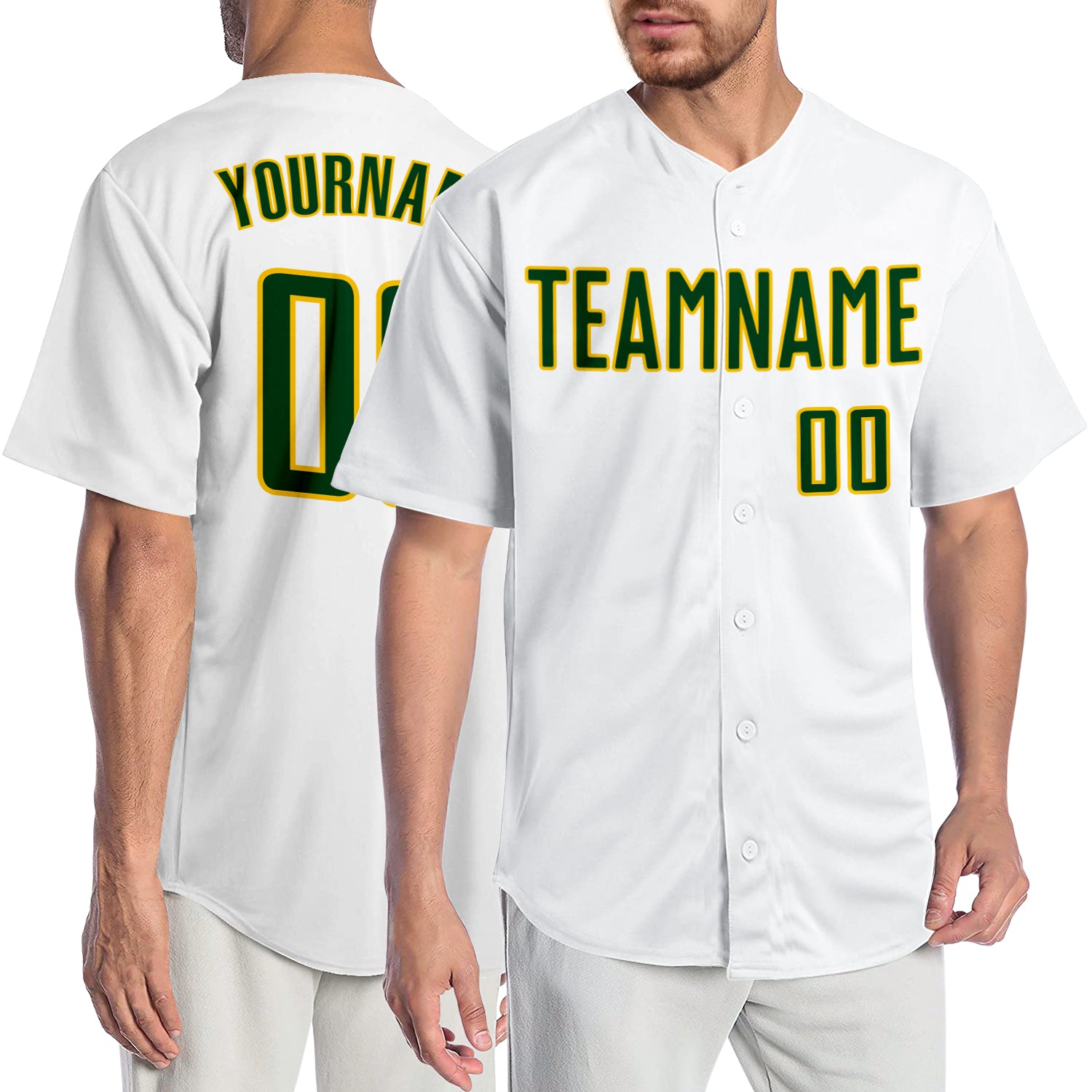 Cheap Custom White Green-Gold Authentic Baseball Jersey Free Shipping –  CustomJerseysPro