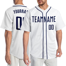 Laden Sie das Bild in den Galerie-Viewer, Custom White Navy Authentic Baseball Jersey
