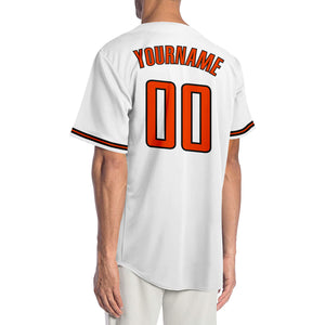 Custom White Orange-Black Authentic Baseball Jersey
