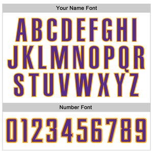 Custom White Purple Pinstripe Purple-Gold Authentic Baseball Jersey