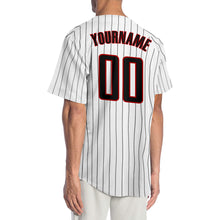 Laden Sie das Bild in den Galerie-Viewer, Custom White Black Pinstripe Black-Red Authentic Baseball Jersey
