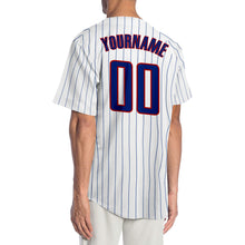 Load image into Gallery viewer, Custom White Royal Pinstripe Royal-Red Authentic Baseball Jersey
