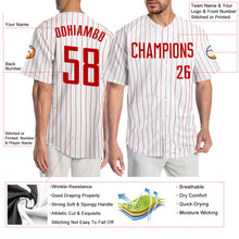 Laden Sie das Bild in den Galerie-Viewer, Custom White Red Pinstripe Red Authentic Baseball Jersey
