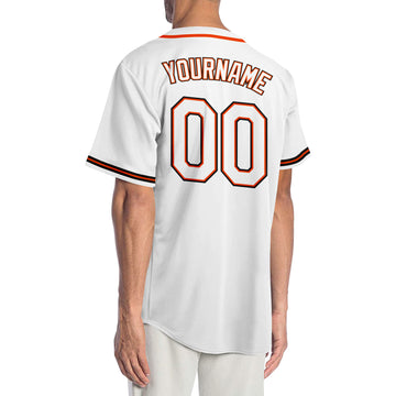 Custom White White-Orange Authentic Baseball Jersey