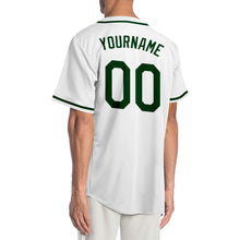 Load image into Gallery viewer, Custom White Green-Black Authentic Baseball Jersey
