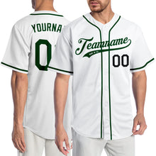 Load image into Gallery viewer, Custom White Green-Black Authentic Baseball Jersey
